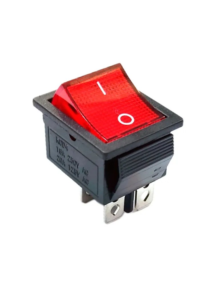 Выключатель одноклавишный 16А/250V, широкий, красный 66448_red — изображение 3